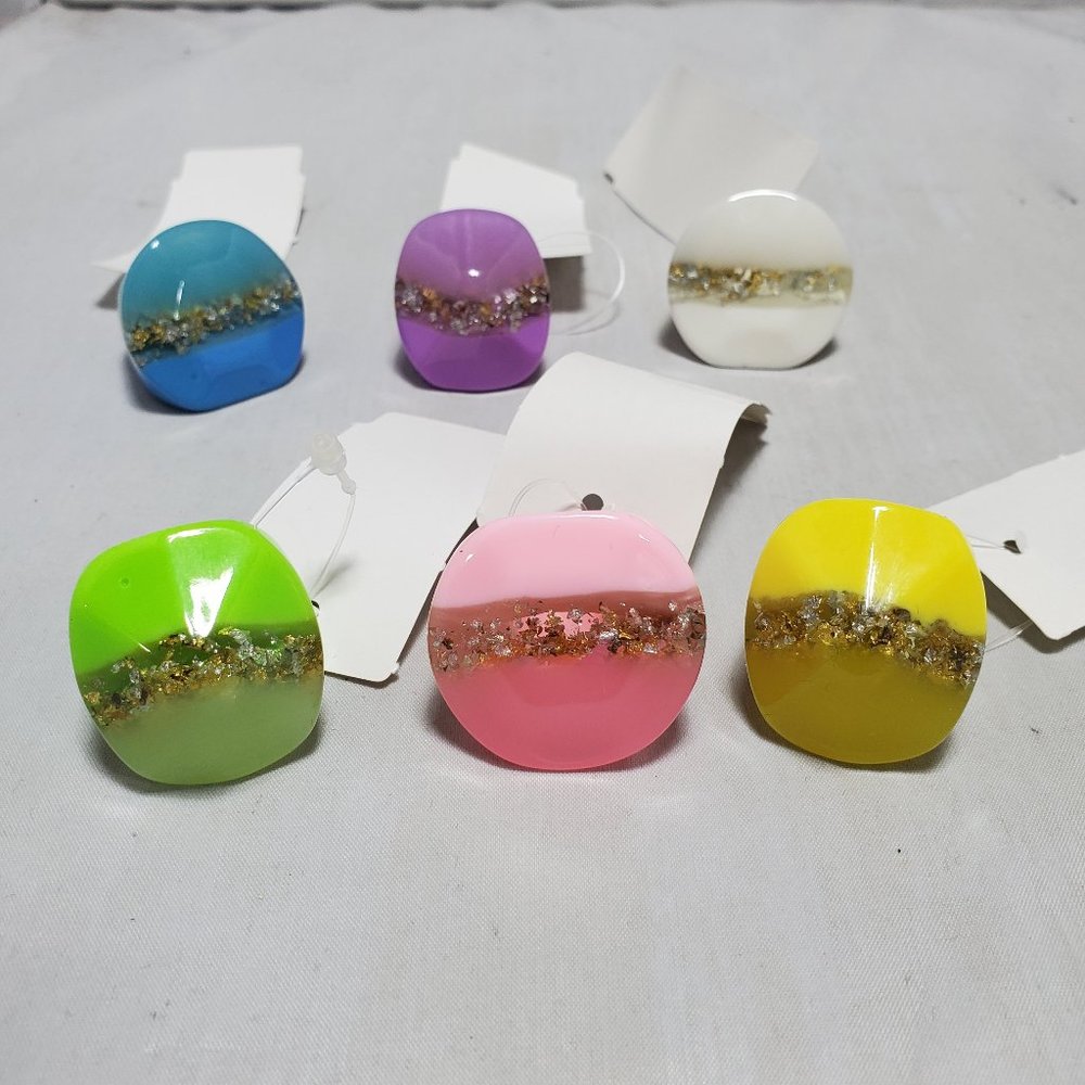 6PC  assorted iridescent foil acrylic rings